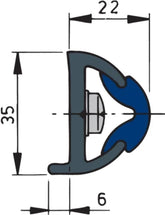 VETUS Vinyl rubbing strake, dark grey, POLY 35 x 28 mm, coil of 30 m, (price per m) POLY3528L